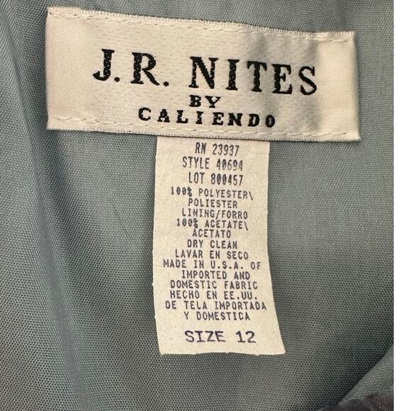 J.R. Nites Blue Shimmer Sleeveless Vintage Vest Size 12 with Rhinestone Buttons - Picture 4 of 4